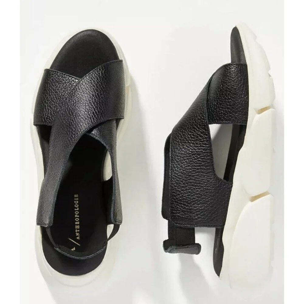 Daily Practice by Anthropologie Fisherman Sandals Size 36 US 6 $148 Black White